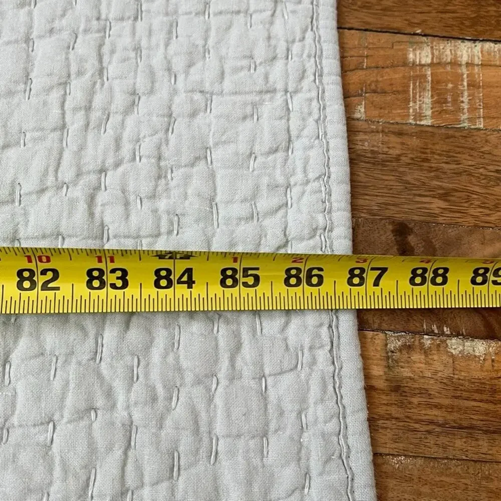 Pottery Barn Pick-Stitch Cotton Linen Blue Green Quilt 104